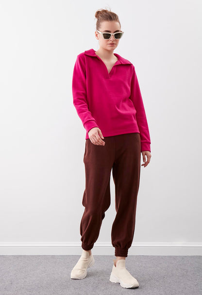 KNITTED TROUSERS WITH ELASTANE WAIST AND CUFFS