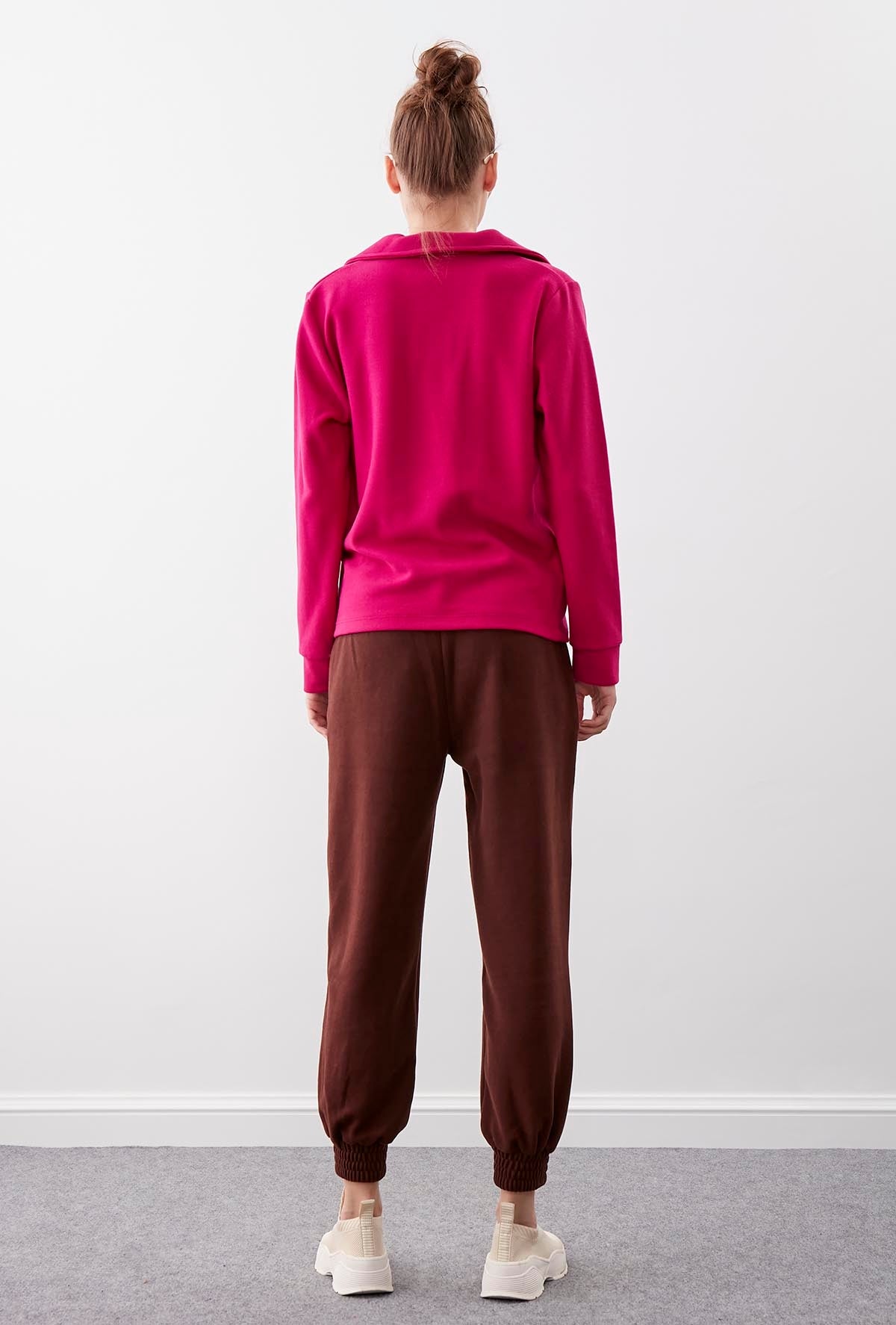 KNITTED TROUSERS WITH ELASTANE WAIST AND CUFFS