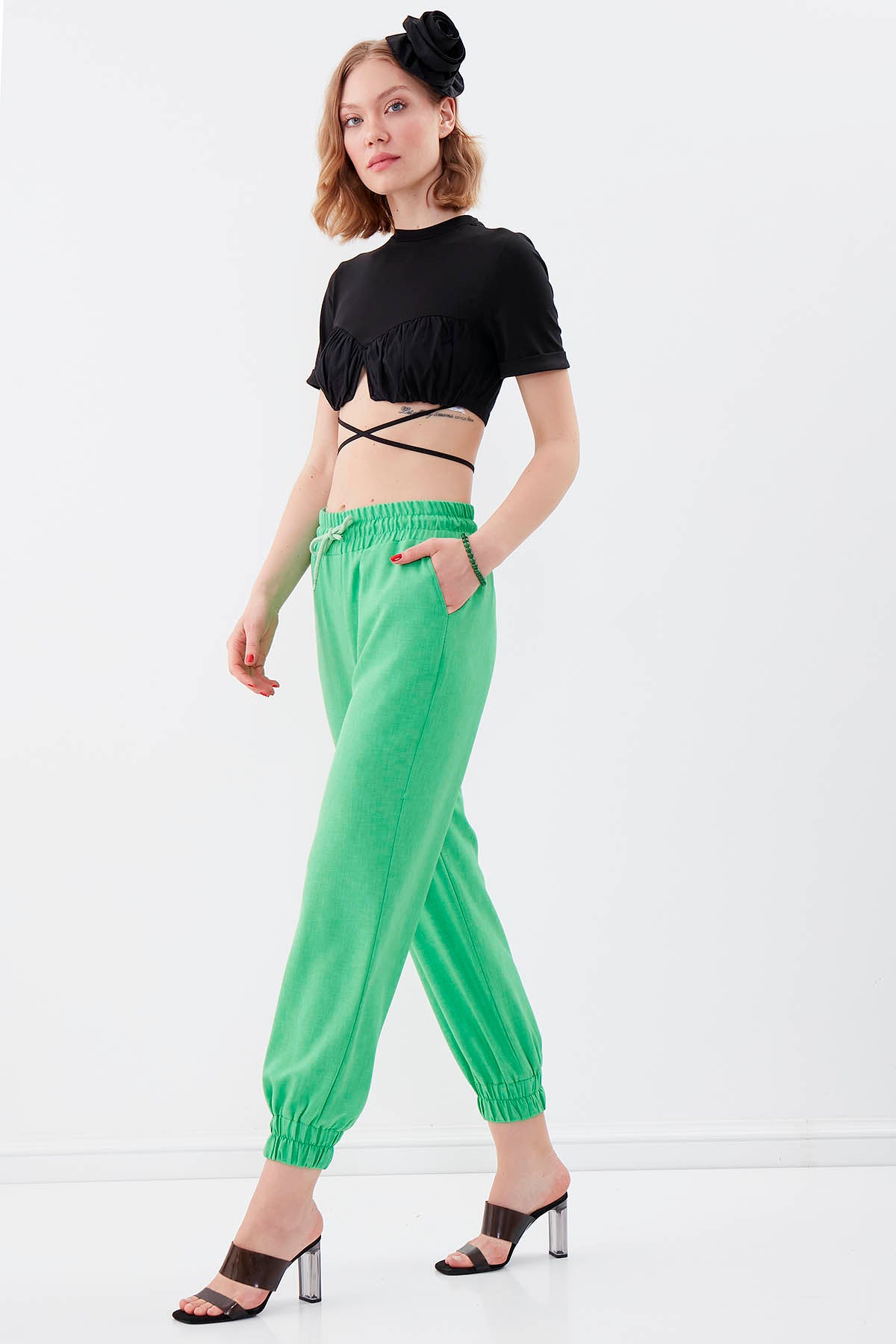 COMFY TROUSERS WITH ELASTANE WAIST AND ANKLES