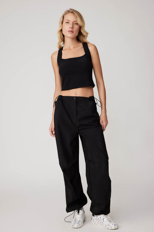 TROUSERS WITH ELASTANE WAIST AND CUFFS