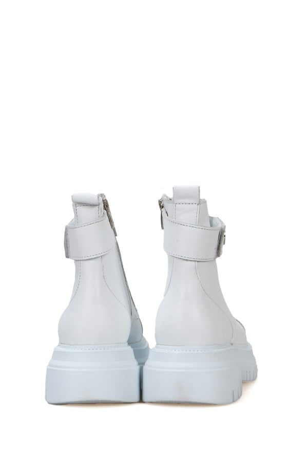 Cate Genuine Leather White Outdoor Female Boots