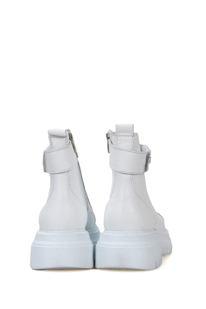Cate Genuine Leather White Outdoor Female Boots