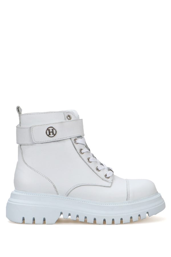 Cate Genuine Leather White Outdoor Female Boots
