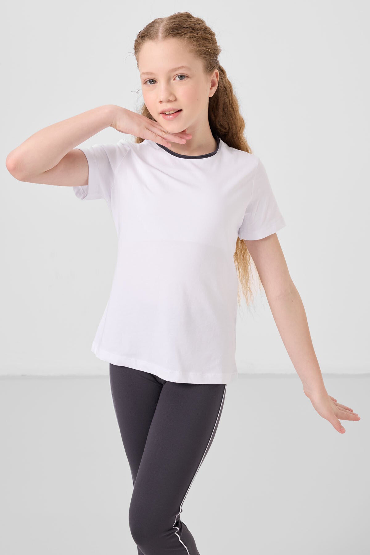 White anthracite cotton o collar standard fit basic Tights Set - 75192