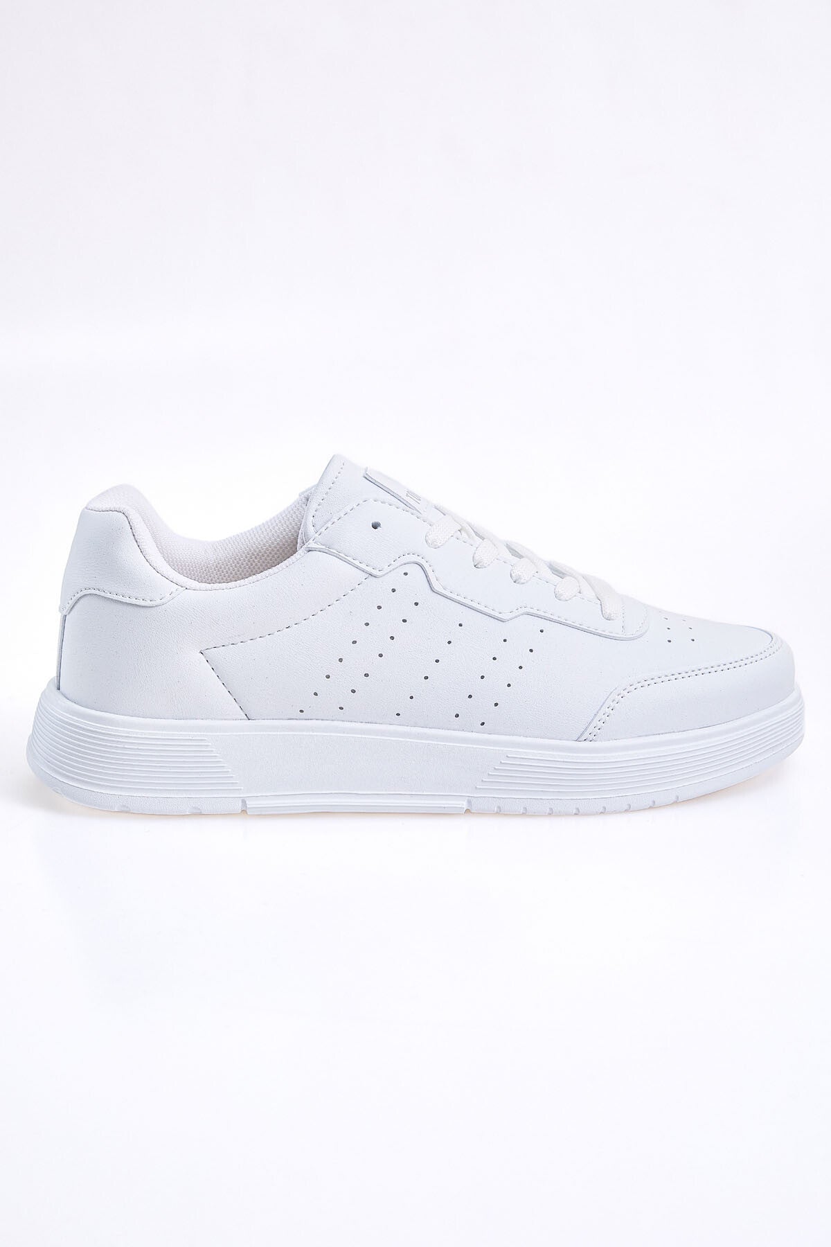 White Laced High Sole PU Leather Men's Sports Shoes - 89132