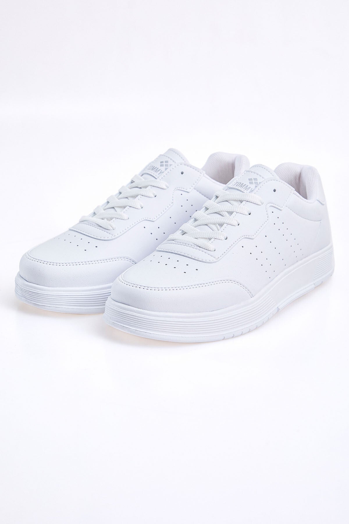 White Laced High Sole PU Leather Men's Sports Shoes - 89132