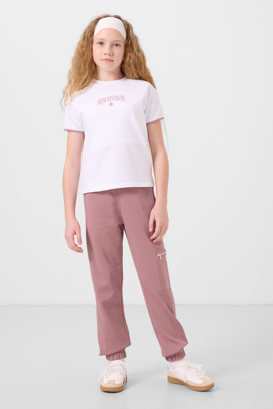White-flower suit with o-collar printed rubber sleeve with cargo pocket Tracksuit set - 75173