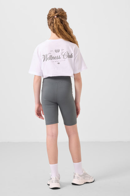 White-collar cotton O-collars Shorts Set
