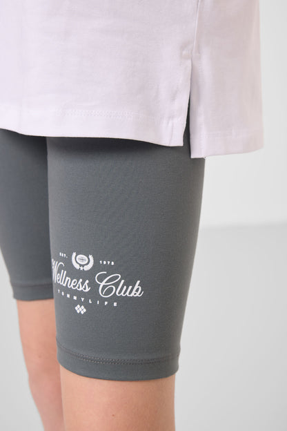White-collar cotton O-collars Shorts Set