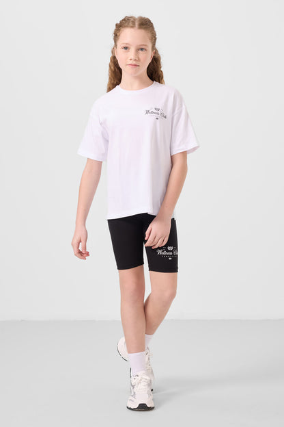 White-and-black cotton o-collar Tights Set