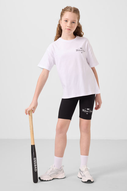 White-and-black cotton o-collar Tights Set