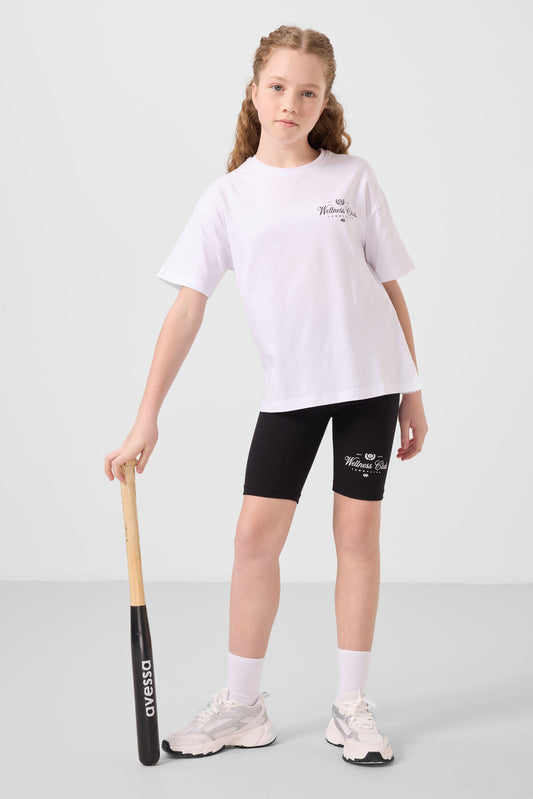 White-and-black cotton o-collar Tights Set