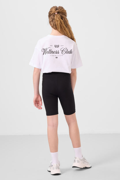White-and-black cotton o-collar Tights Set