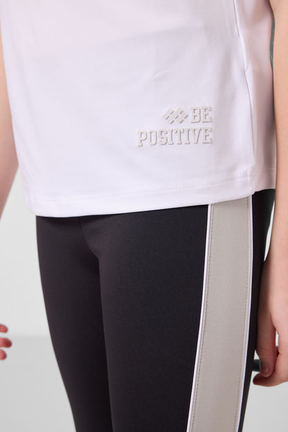 Black and white O-collar side stripe Detailed Standard Fit Performance Tights Set - 75191