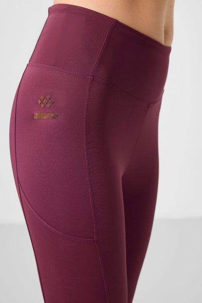 Bordeaux Polyester Flexible Standard Fit Performance Women's Tights - 94667