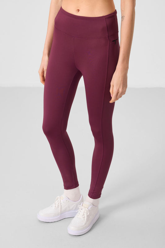 Bordeaux Polyester Flexible Standard Fit Performance Women's Tights - 94667