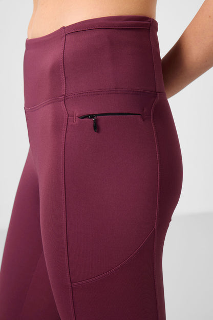 Bordeaux Polyester Flexible Standard Fit Performance Women's Tights - 94667
