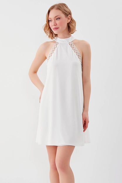 MINI DRESS WITH NECK BINDING LINES