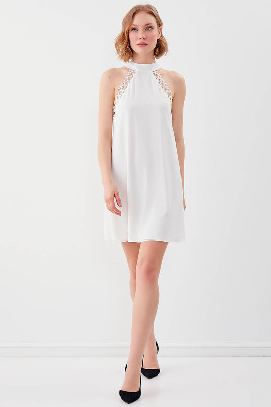 MINI DRESS WITH NECK BINDING LINES