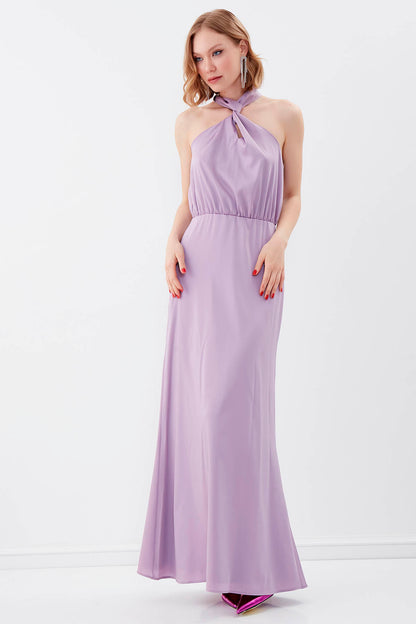 LONG DRESS WITH NECK BINDING