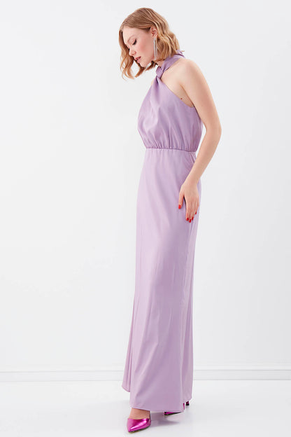 LONG DRESS WITH NECK BINDING