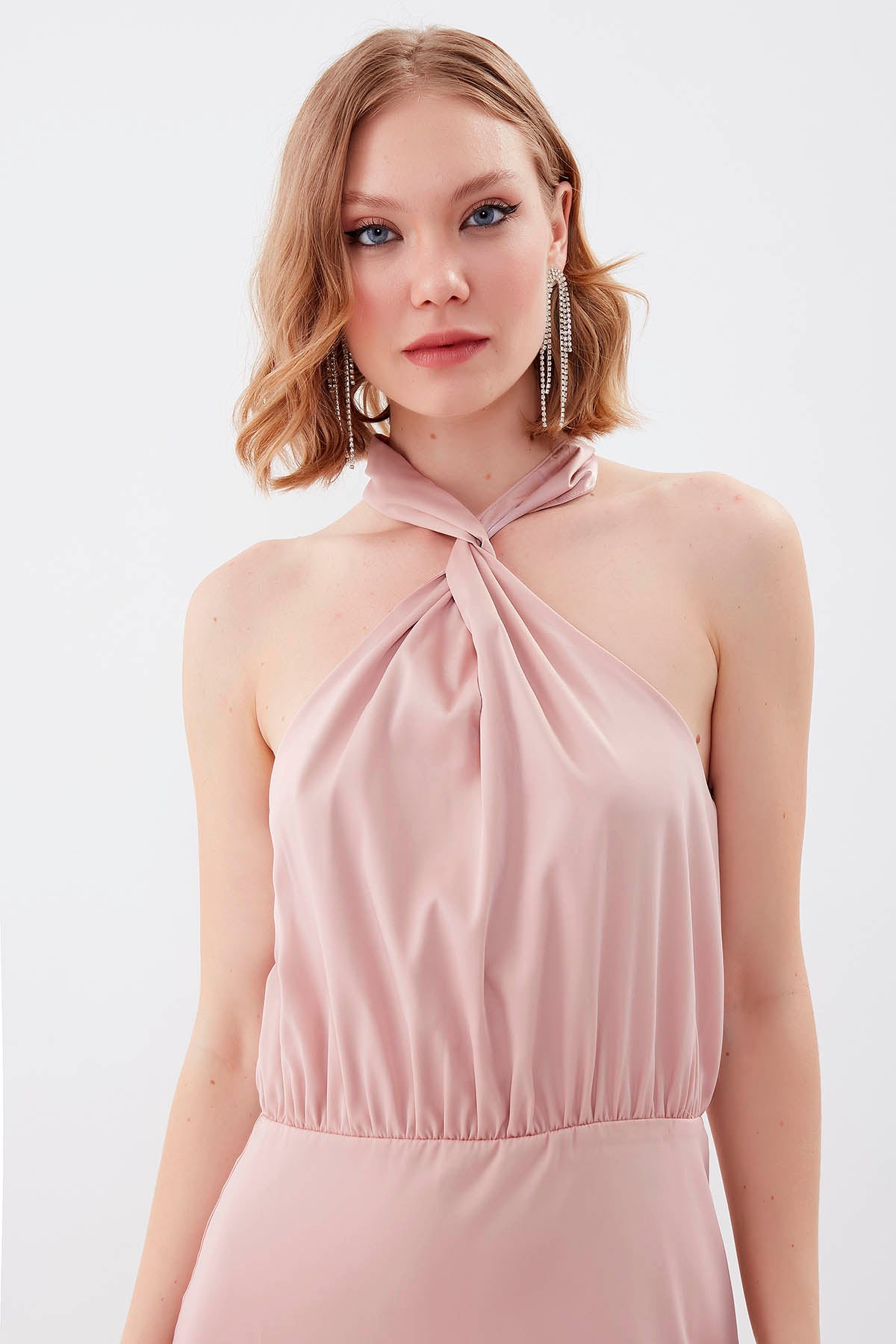 LONG DRESS WITH NECK BINDING
