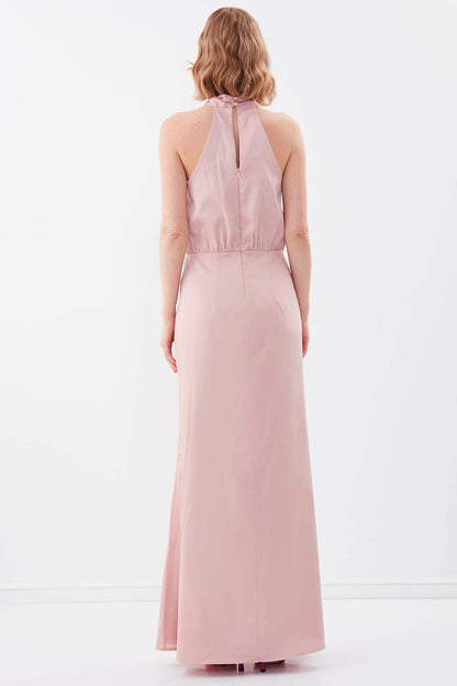 LONG DRESS WITH NECK BINDING