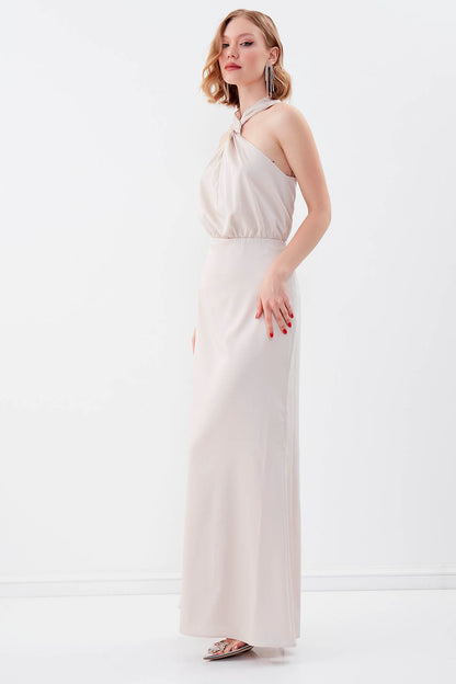 LONG DRESS WITH NECK BINDING