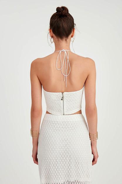 LACE BLOUSE WITH NECK STRAP