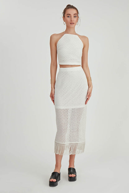 LACE BLOUSE WITH NECK STRAP