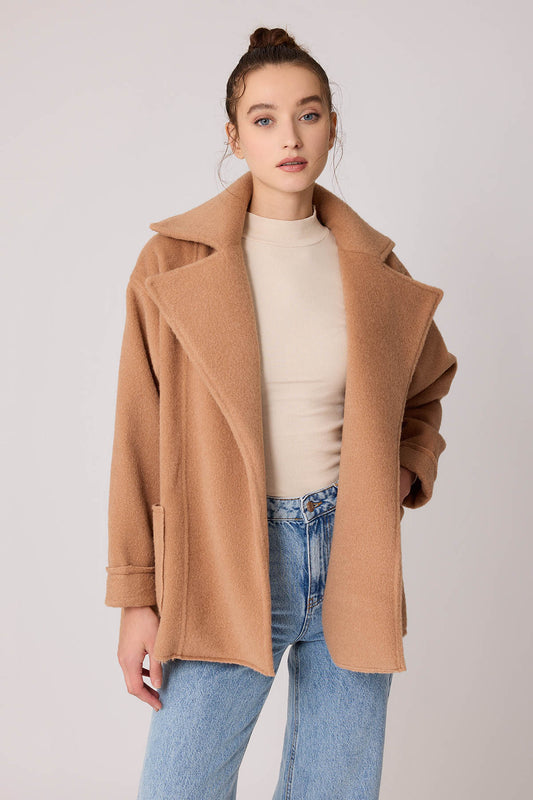 LARGE POCKET COLLAR DETAILED LONG JACKET