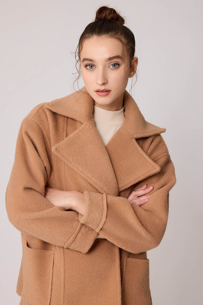 LARGE POCKET COLLAR DETAILED LONG JACKET