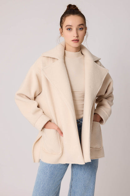 LARGE POCKET COLLAR DETAILED LONG JACKET