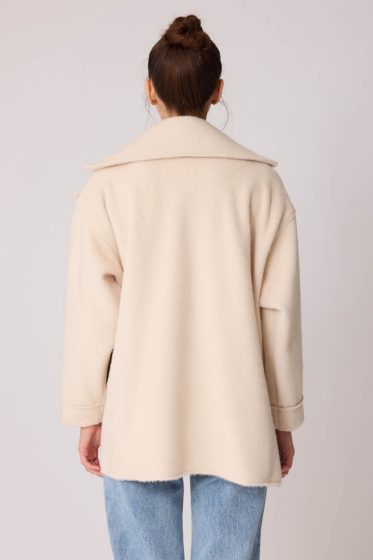 LARGE POCKET COLLAR DETAILED LONG JACKET