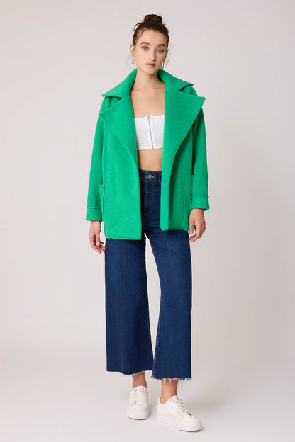LARGE POCKET COLLAR DETAILED LONG JACKET
