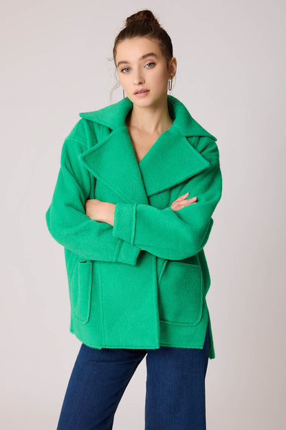 LARGE POCKET COLLAR DETAILED LONG JACKET