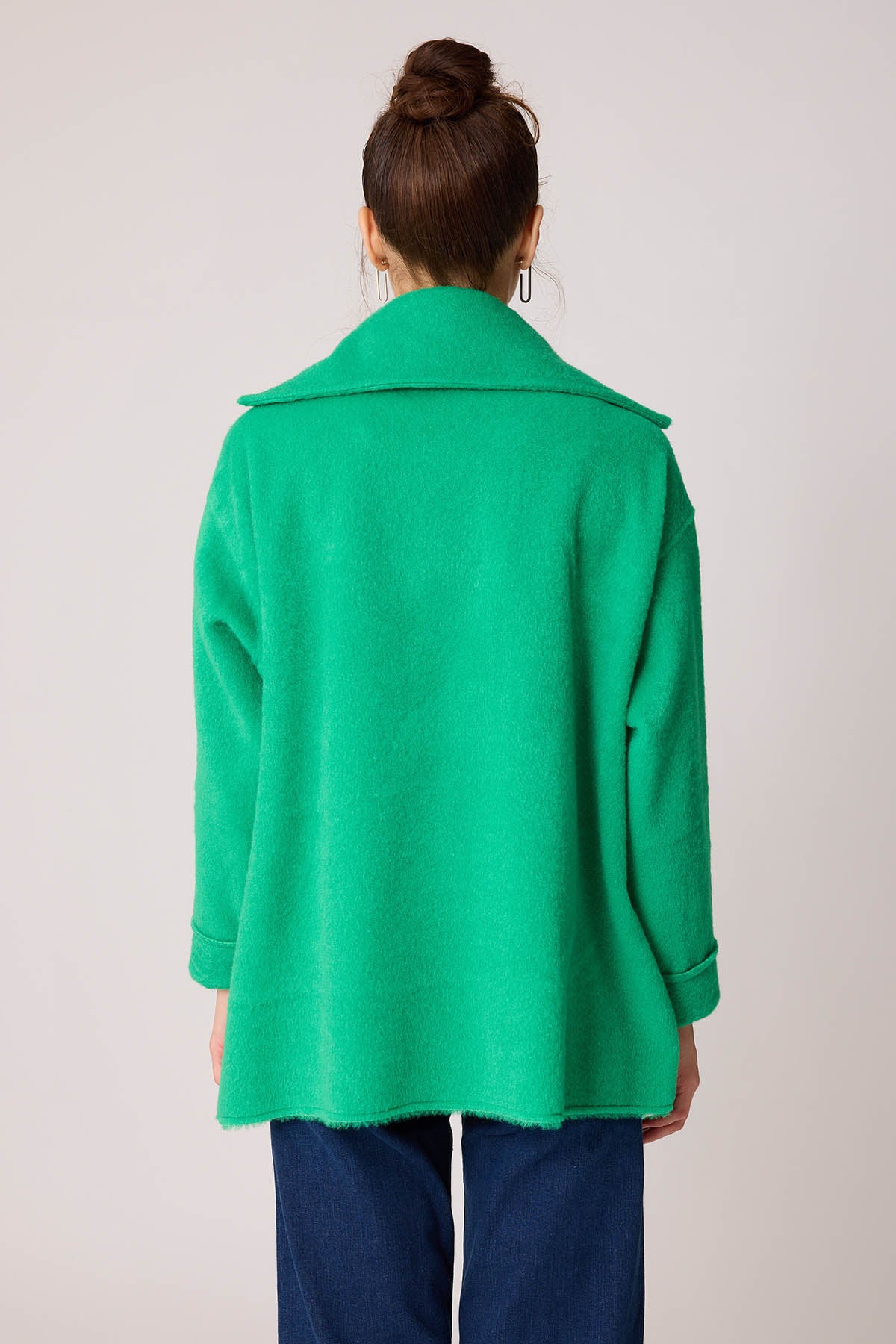 LARGE POCKET COLLAR DETAILED LONG JACKET