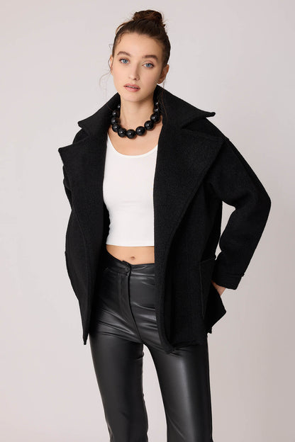 LARGE POCKET COLLAR DETAILED LONG JACKET