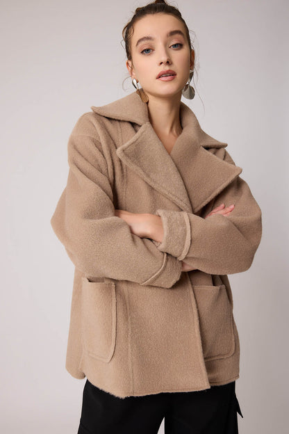 LARGE POCKET COLLAR DETAILED LONG JACKET