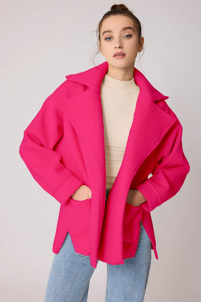 LARGE POCKET COLLAR DETAILED LONG JACKET