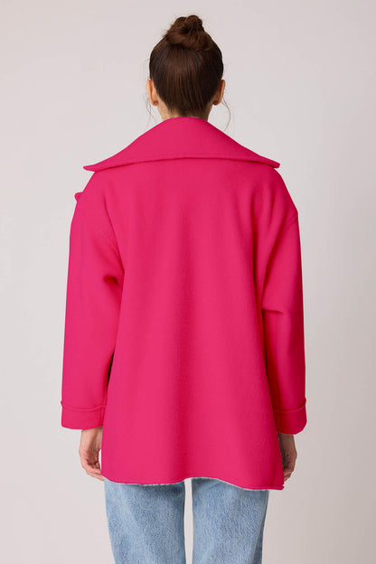LARGE POCKET COLLAR DETAILED LONG JACKET