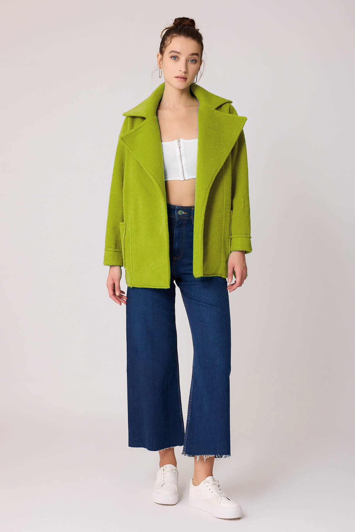 LARGE POCKET COLLAR DETAILED LONG JACKET