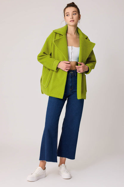 LARGE POCKET COLLAR DETAILED LONG JACKET