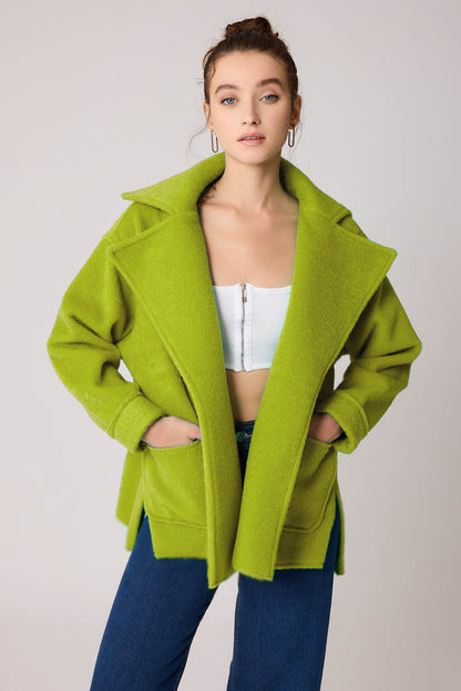 LARGE POCKET COLLAR DETAILED LONG JACKET
