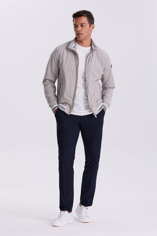 Stone Comfort Fit Straight Collar Cozy Cut And Seasonal Jacket