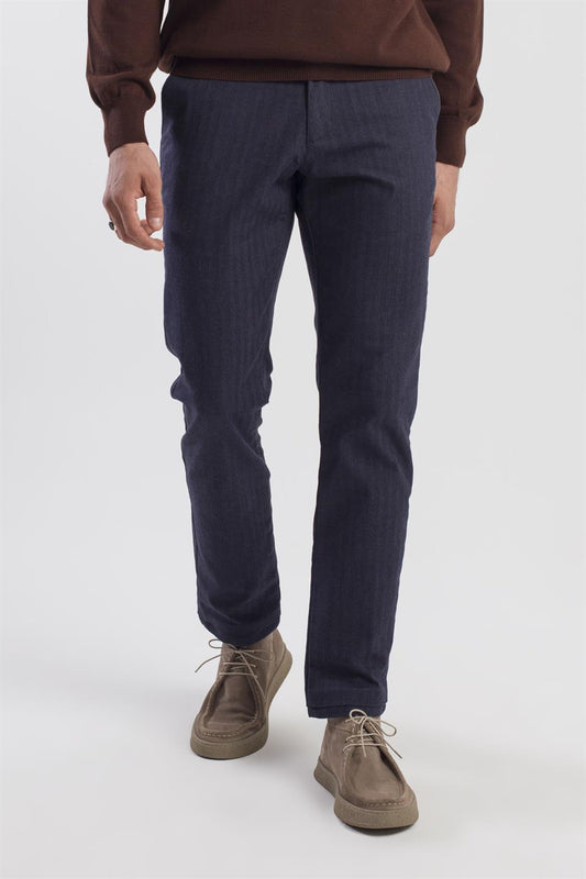 Navy Comfort Fit Cotton Side Pocket Trousers