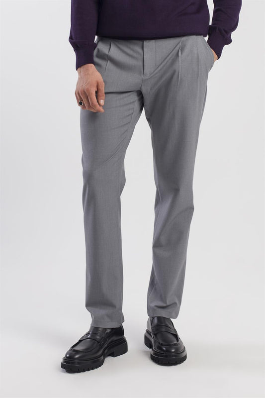 Grey Comfort Fit Double Pocket Covered Pile Side Pocket Trousers