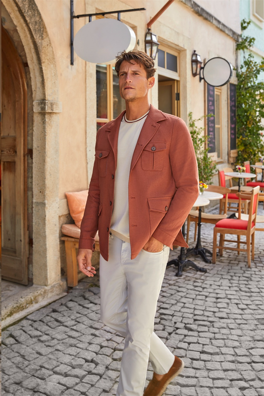 Red Slim Fit Pocketed Seasonal Safari Jacket