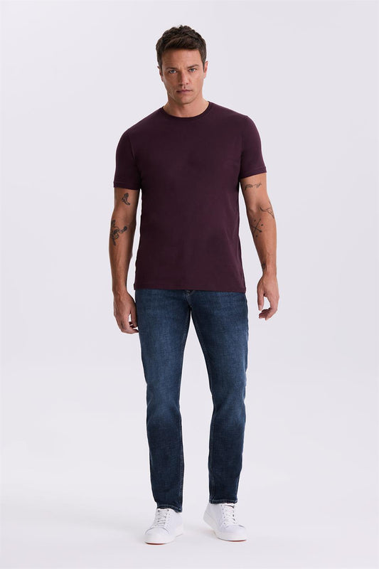 Plum % 100 Cotton Slim Fit Round Collar Basic T Shirt
