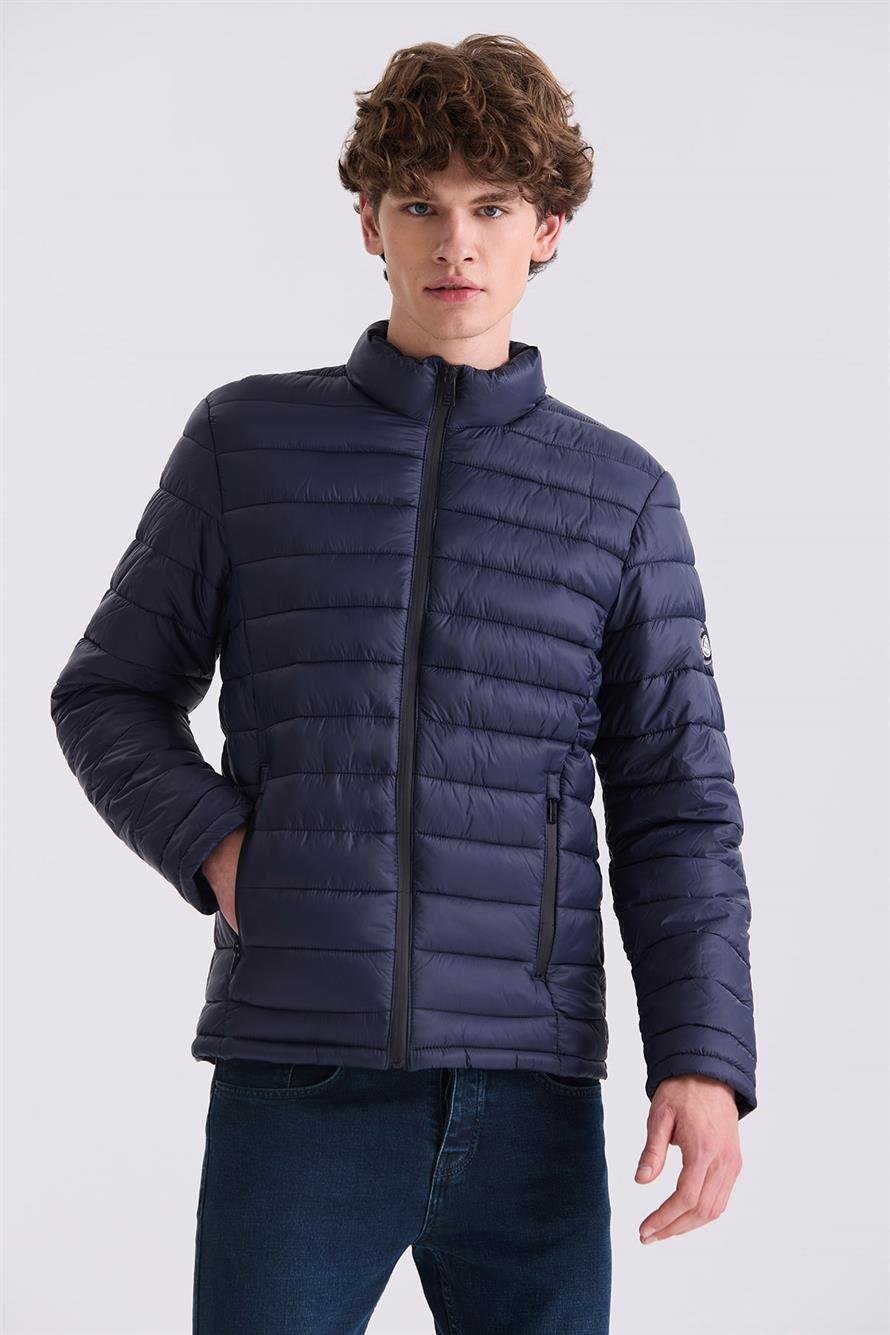 Navy Slim Fit Judge Collar And Jacket